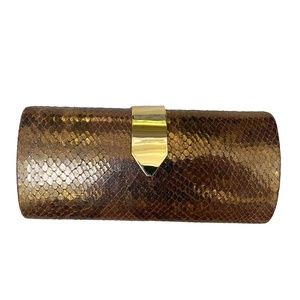 Bronze Faux Snakeskin Clutch
